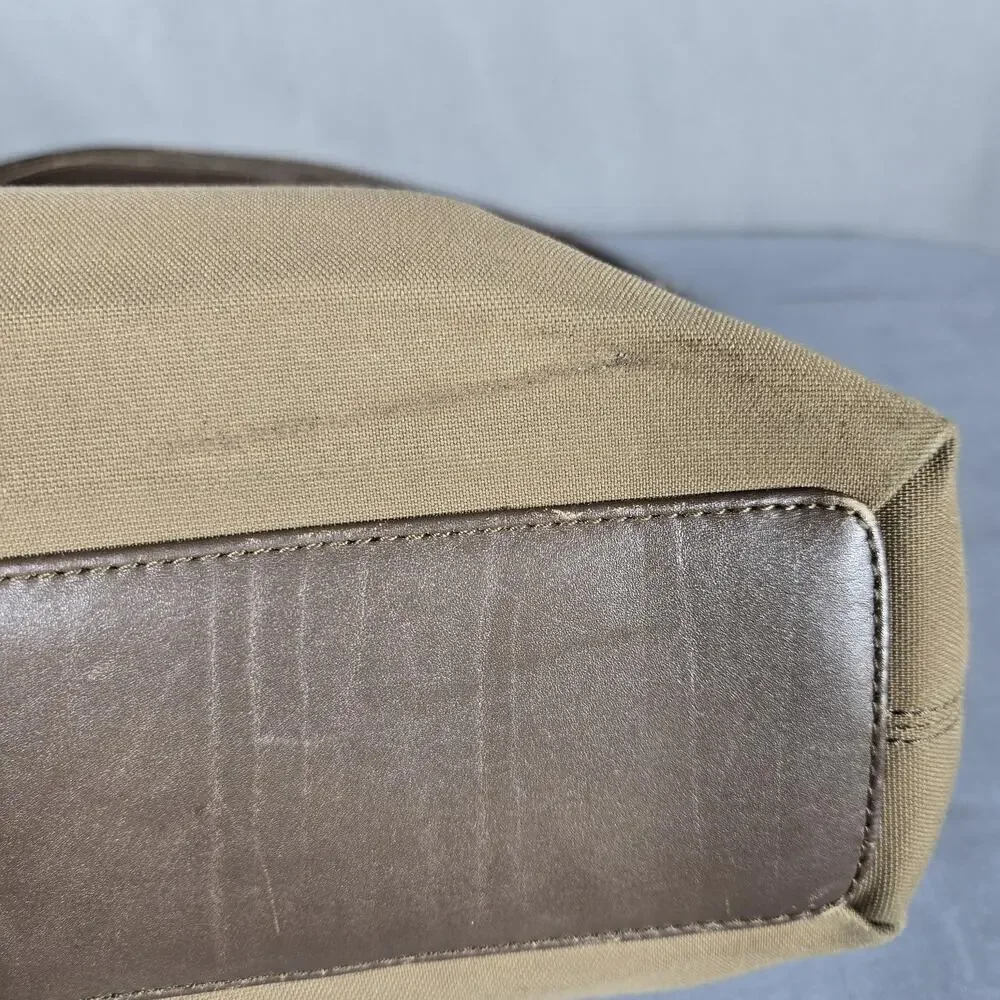 Tumi Alpha 96108DH Brown Leather Canvas Messenger Bag Briefcase Commuter TPass